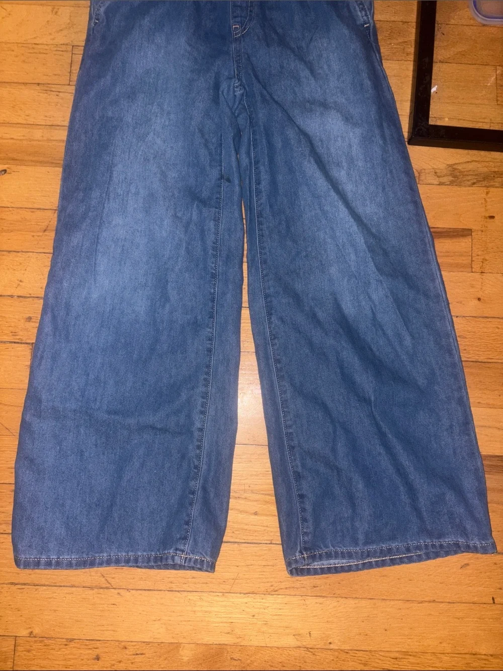 Girls Old Navy Blue Elastic-Waist Wide-Leg Jeans